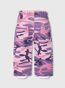 SHEIN Baby Mädchen Baumwolle Lässig Vielseitiger Allround-Look Rosa Blumen Muster Streetwear Stil Elastischer Bund Washed Jeans, 2024 Neuer Basicbedarfsartikel - Verschiedenfarbig - Übersicht 2