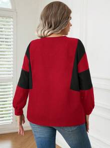 SHEIN LUNE Plus Size Decoratieve Casual Lange Mouw T-shirt Grafische T-shirts Dames Tops Voor Lente Outfit