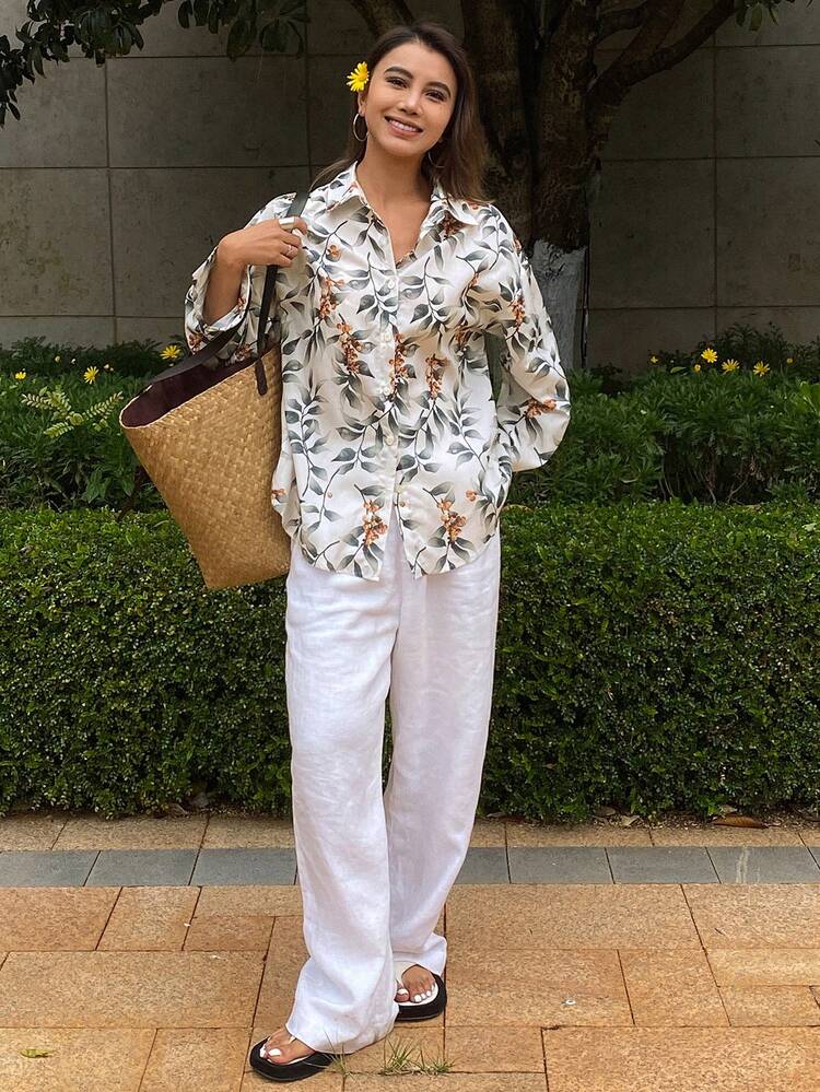 Women Ditsy Floral Casual Long Sleeve Loose Blouse, Suitable For Spring & Summer,Fall Clothes Graphic Tee Boho