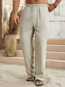 Manfinity RSRT Men's Solid Color Casual Pants, Minimalist Fashion Daily Wear