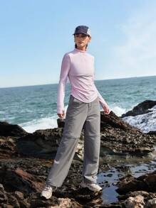 In My Nature In My Nature Damen Sweatshirt mit einfarbigem Stehkragen, Reißverschluss und halber Leiste, für lässigen Outdoor-Einsatz