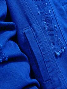 Manfinity EMRG Men's Casual Distressed Single-Breasted Denim Jacket, Autumn