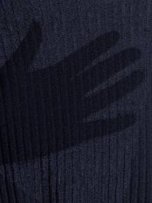 SHEIN Essnce Women's Solid Color Round Neck Batsleeve T-Shirt, Casual Everyday Wear - Navy Blue - View 5