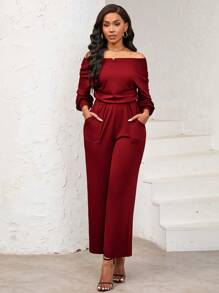SHEIN Slayr Mono informal de manga larga y espalda descubierta de unicolor para mujer