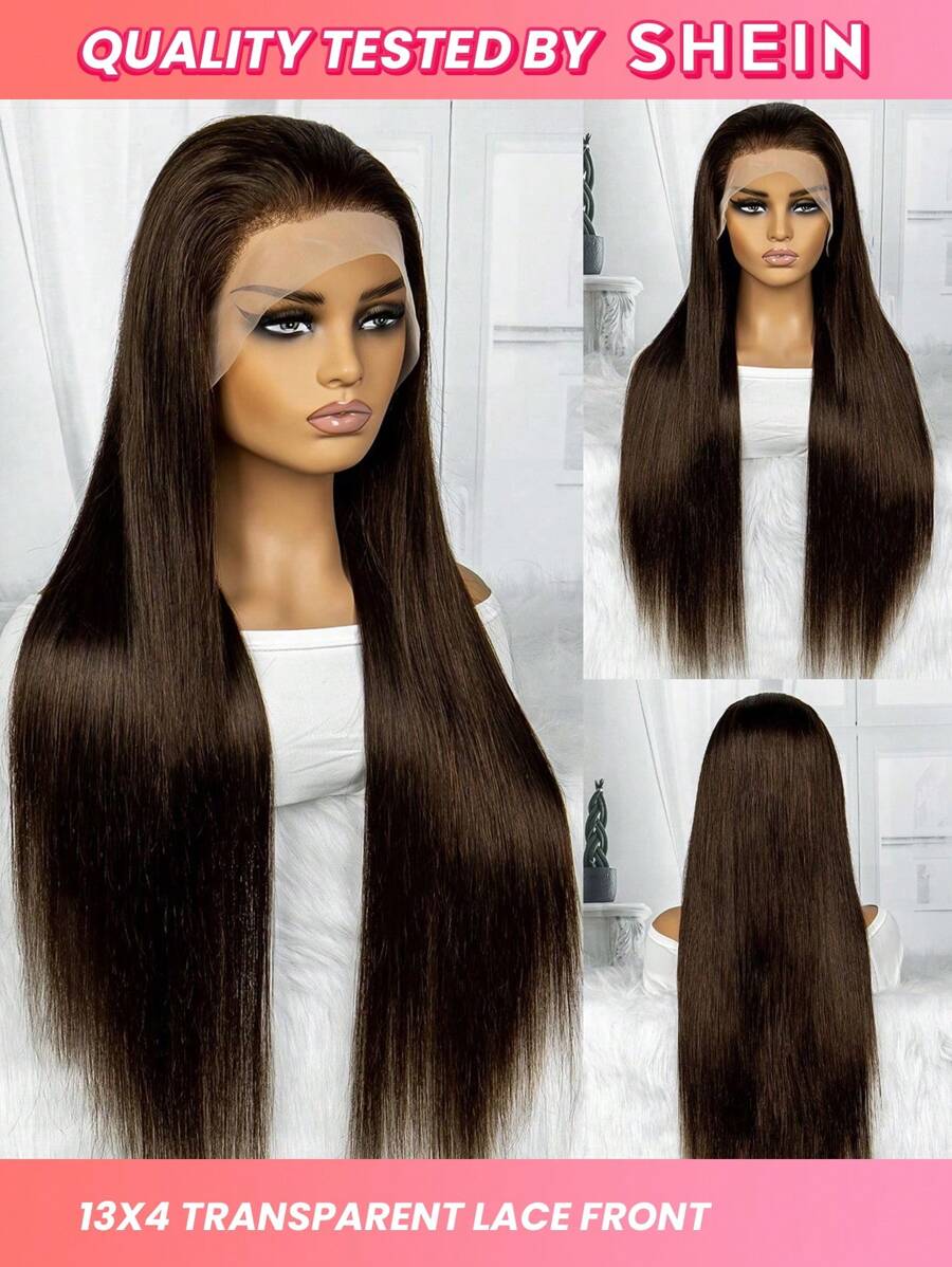 Peruci din păr uman pentru femei 13x4 perucă frontală cu dantelă de culoare maro ureche la ureche Peruci din față cu dantelă din păr uman Perucă dreaptă din dantelă - S4 - Vizualizare 1