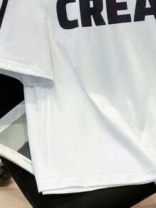 SHEIN Teen Boys' Casual School Style Comfortable Fashion Simple Versatile Cute Soft Suitable For Daily, School, Outdoor, Sports, College Graphic T-Shirt - White - View 6