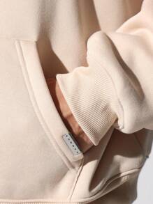 SUMWON Streetwear Pullover Hoodie With Oversized Fit Unisex Urban Style Kangaroo Pocket Athletic Casual Wear Winter Essential Loungewear Athleisure Sports Fashion - Apricot - View 6