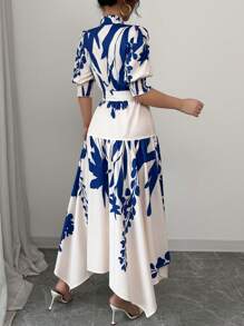 Chiquease Rochie lungă elegantă cu decolteu în V cu imprimeu floral