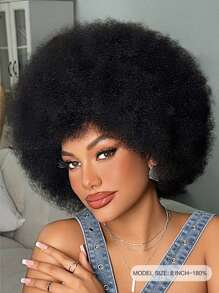 Encaje transparente Afro Kinky Curly 13 X 4 Cierre de encaje Peluca de cabello humano corto # 1B Cabello Remy prearrancado para mujeres - Natural Black - Ver 3