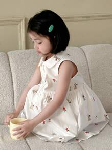 Dazy Kids Young Girl Sleeveless Flower Embroidery Simple Casual Front Button Dress Floral,Girls Summer Outfits