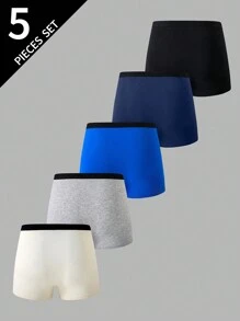 5pcs/Pack Teenage Boys' Minimalist Cotton Soft Stretchy Smiling Face Printed Briefs - Multicolor - View 2