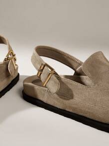 Solecia 女士纯色金属装饰简约休闲凉鞋