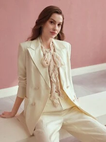 MOTF PREMIUM LINEN STRUCTURED DOUBLE BREASTED BLAZER