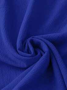 SHEIN LUNE Plus Size Solid Color Stand Collar Ruffle Hem Elegant Office Shirt