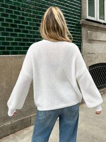 Forever 21 Autumn/Winter New Round Neck Big Bow Color Block Loose Casual Sweater For Girls