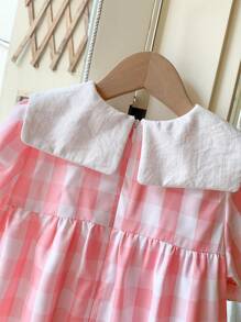 SHEIN Young Girls Loose Fit Pink Woven Dress With Lapel, Elegant French Style, Spring/Summer - Multicolor - View 6