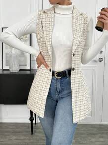 Chiquease 女士金点领粗花呢背心 - 米色 - 查看 6