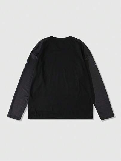 Prep Camiseta de estilo universitario con panel de malla para hombre, para primavera/verano