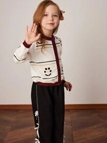 PrepCrw Suéter de punto holgado de cuello redondo blanco para niñas, para otoño/invierno - Blanco - Ver 6