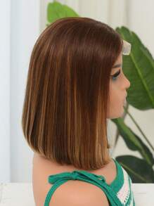 4/27 棕色金髮高光短鮑伯假髮人髮漸變 4x4 閉合鮑伯假髮透明蕾絲前鮑伯假髮彩色蜂蜜金髮直短鮑伯前假髮雷米頭髮預拔毛 150% 密度 - SP4/27 - 查看 5