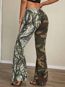SHEIN SXY Women Casual Denim Jeans With Print & Pockets, Everyday Wear