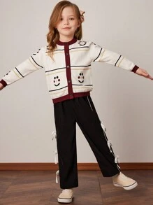 PrepCrw Suéter de punto holgado de cuello redondo blanco para niñas, para otoño/invierno - Blanco - Ver 4