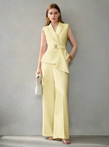 MOTF PREMIUM ASYMMETRICAL HEM PEAK LAPEL WAISTCOAT