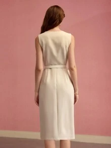 MOTF PREMIUM Vestido de tirantes sin mangas con botones - Albaricoque - Ver 7
