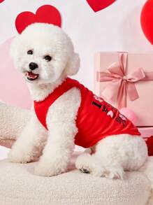 PETSIN 1 pieza Camiseta sin mangas con estampado de AMOR rojo para el Día de San Valentín para perros o gatos
