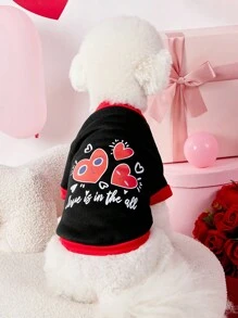 PETSIN 1 件宠物狗猫男女通用情人节黑心俏皮时尚英文字母印花圆领运动衫 - 彩色 - 查看 2