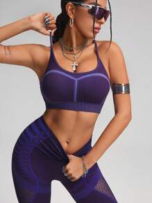 Innovista Women Activewear Seamless Sports Spaghetti Strap Bra, High Elastic Push Up & Support Sport Gym Top, Breathable & Dry Fit Dynamic Print Workout Offits, Fitness, Outdoor, Cycle, Bike, Running, Strength, Cardio, Yoga, Boxing, Party, Festival, Versatile.Tank, Vest.Purple, Underwear, Base Layer, Autumn, Bathing Suits, Valentine's Day