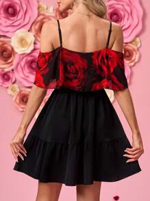 SHEIN Clasi Women Romantic Valentine's Day Spaghetti Strap Short Dress - Black - View 2