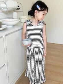 DAZY 2pcs/Set Pakaian Bergaris untuk Anak Perempuan, Musim Gugur - Putih - View 4