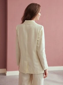 MOTF PREMIUM LINEN STRUCTURED DOUBLE BREASTED BLAZER