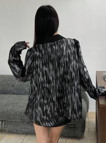 DAZY Women's Tie Dye Loose Contrast Color Splice Collar Blouse