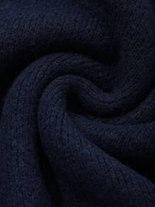 Livesso 女士修身纯色 Polo 领拉链短袖针织上衣，休闲，秋装，返校服 - 藏蓝色 - 查看 3