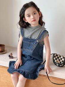 DAZY Girls Denim Jumper Dress, Young Girl Fall Clothing