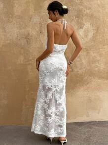 Breezaya فستان نسائي مطرز بارز النسيج