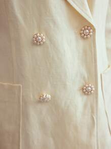MOTF PREMIUM LINEN STRUCTURED DOUBLE BREASTED BLAZER