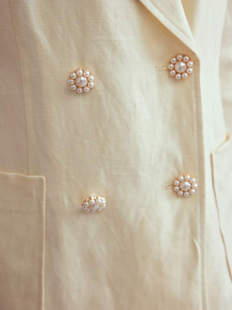 LINEN STRUCTURED DOUBLE BREASTED BLAZER