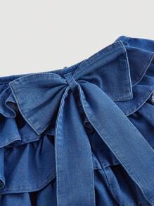 SHEIN MOD Women's Short Denim Skirt With Side Bow Decor