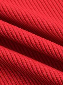 Slaydiva 2024 Solid Color Ribbed Jumpsuit, Elastic & Form-Fitting Bodycon One-Piece Streetwear Romper - F - Red - View 3