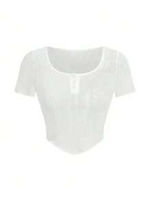 Swim Mod Ensemble bikini femme rose mignon et ludique avec armature et Top à encolure ras-du-cou, manches courtes. Idéal pour les vacances et la plage, pour l'été