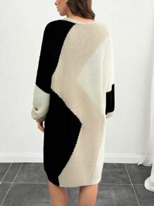 SHEIN Tall Multicolor Geometrical Pattern Long Sleeve Round Neck Sweater - Multicolor - View 2