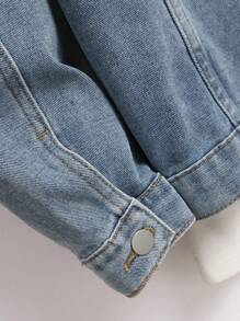 Manfinity Homme Men's Button Front Long Sleeve Pocket Casual Denim Jacket - Light Wash - View 6