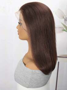 Brown Lace Front Bob Wigs Straight Brown Colored Human Hair 13x4 Transparent Lace Front Short Bob Wigs Pre Plucked With Baby Hair For  Women