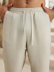 Manfinity RSRT Men's Solid Color Casual Pants, Minimalist Fashion Daily Wear