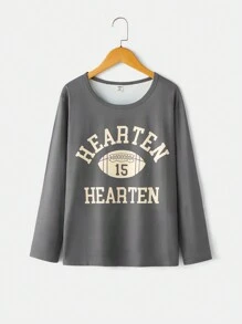 Teenager Boys' Grey Long Sleeve & Long Pants Flame Retardant Sports Graphic Lounge Wear Set - Dark Grey - View 4