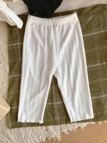 DAZY Girls Plain Elastic Waist Simple Leggings, Casual Daily Wear