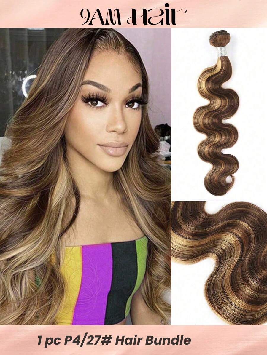 Piano Color P4/27# Body Wave Virgin Human Hair Weave Bundles Honey Blonde Highlight Brown Colored Mixed Wavy Hair Weft for Women - S4/27 - View 1